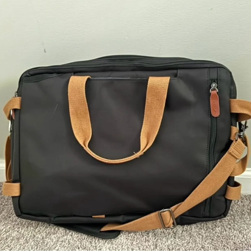 Black and Tan Briefcase Messenger Bag